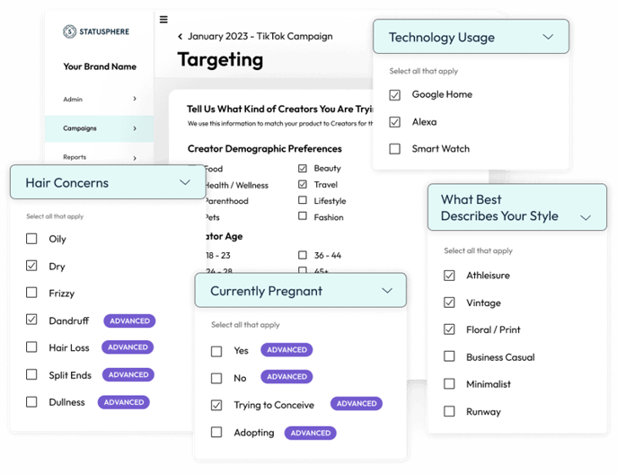 example of statusphere's influencer targeting capabilities 