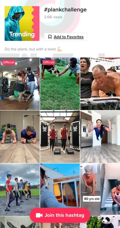 #plankchallenge TikTok challenge page