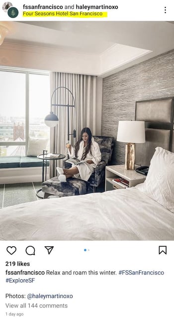 hotel geotag example on instagram