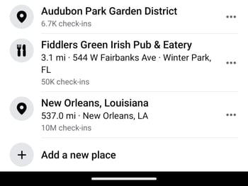 facebook location examples