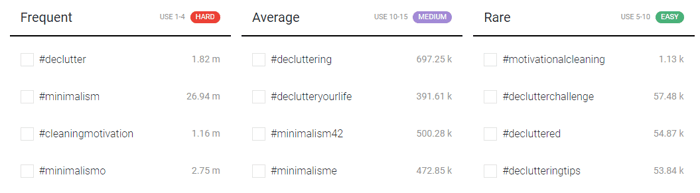 Inflact hashtag search results