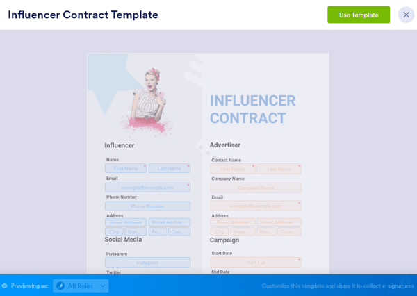 Influencer contract agreement