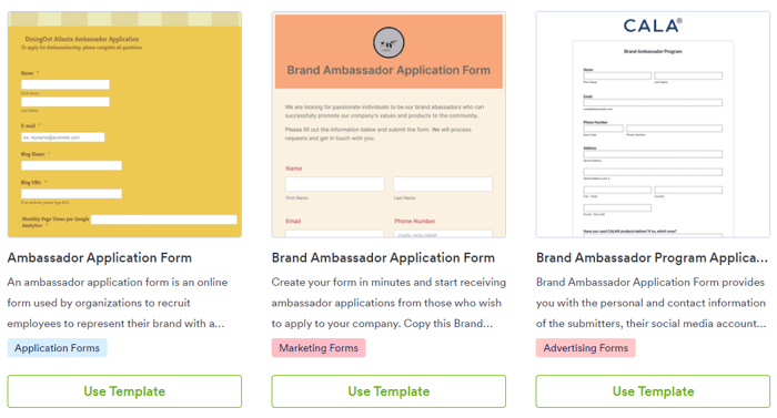Jotform Ambassador Program Application