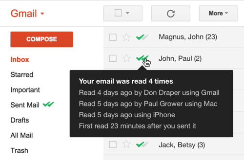 Mailtrack inbox example