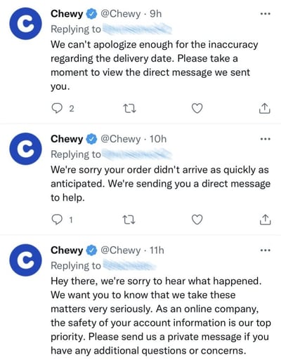 chewy customer service tweet