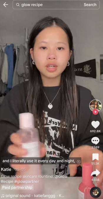 example of influencer content ad on TikTok