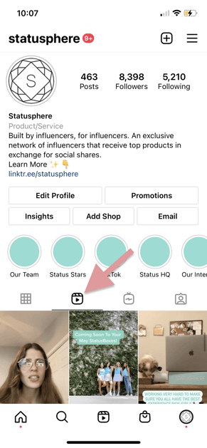 instagram reels tab