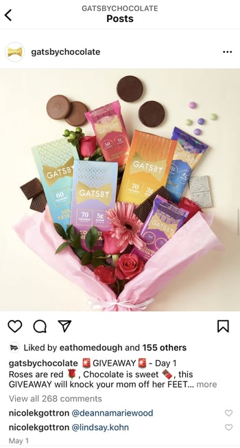 Gatsby Chocolate packaging on Instagram