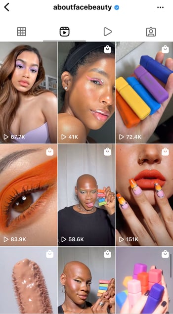 About Face Beauty reels feed