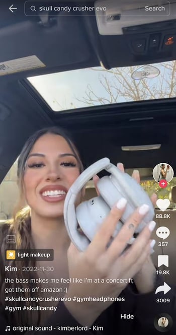 gym headphones creator ad example on TikTok