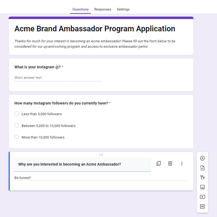 sample brand ambassador program application template