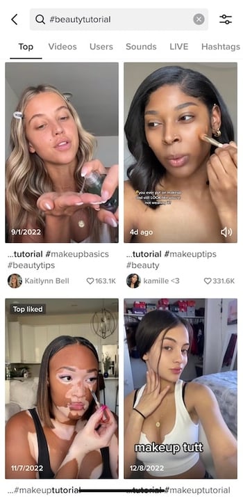 beauty tutorial hashtag example