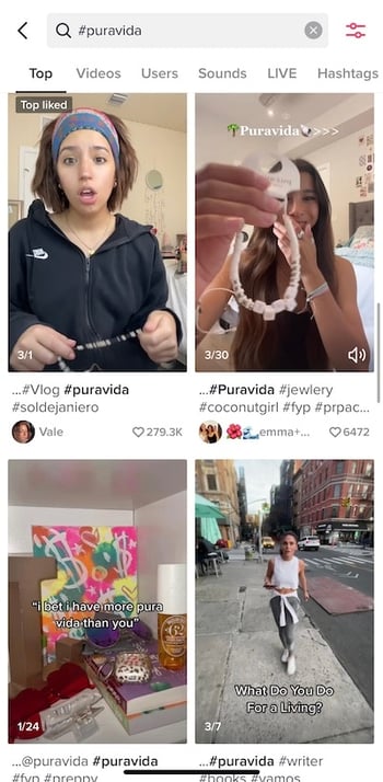 pura vida hashtag search on TikTok