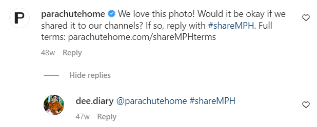 getting permission to publish UGC example on Instagram