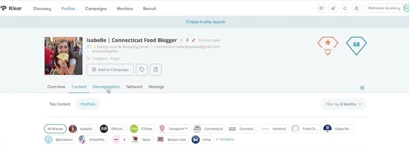 Klear micro-influencer marketing platform screenshot