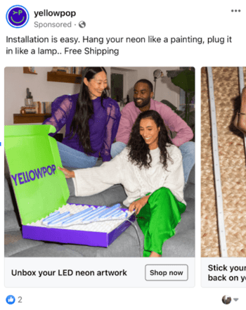 Yellowpop Facebook retargeting ad