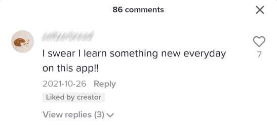 tiktok comment example