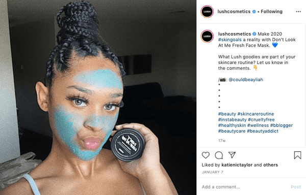 lush cosmetics instagram post featuring consumer generated content