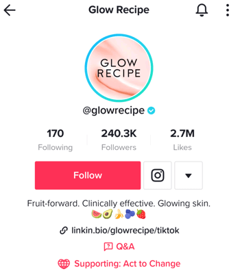 tiktok ideas glow recipe bio