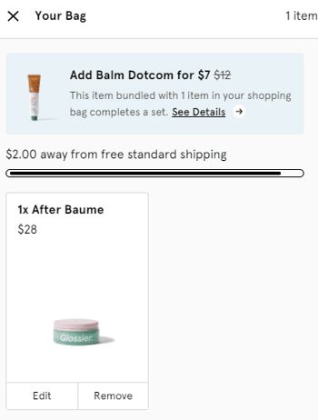 glossier free shipping