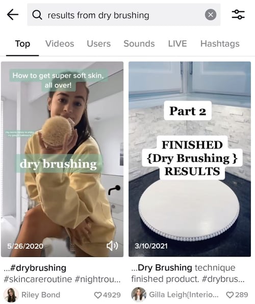 Dry Brushing Search Results on TikTok