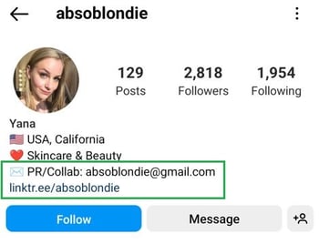 influencer email in bio on instagram