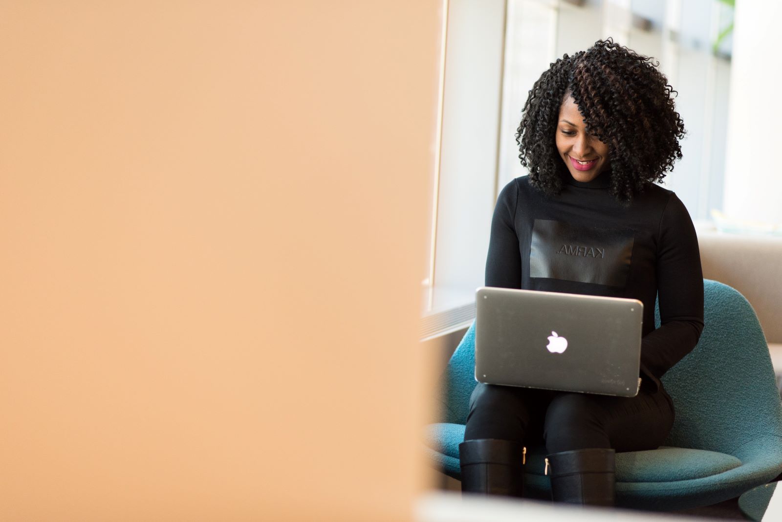 woman using her laptop