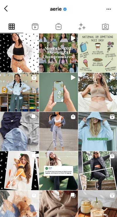 aerie instagram profile featuring user-generated content