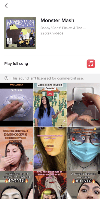 This sound isn't licensed for commercial use - TikTok warning