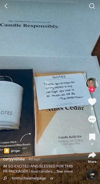 candle unboxing example on instagram