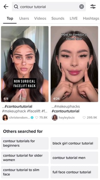 example of conducting a tiktok search