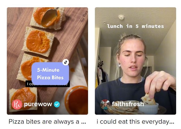 example of content previews on tiktok