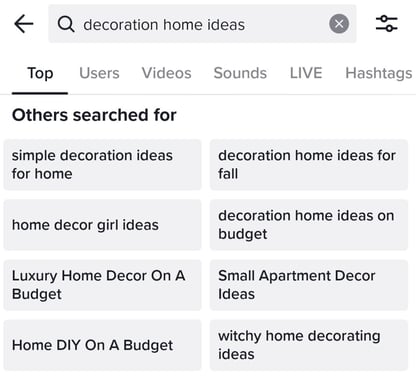 tiktok related searches example