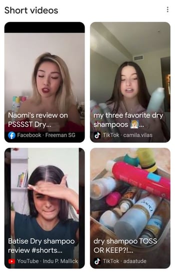 google's visual search features presenting tiktok videos in results