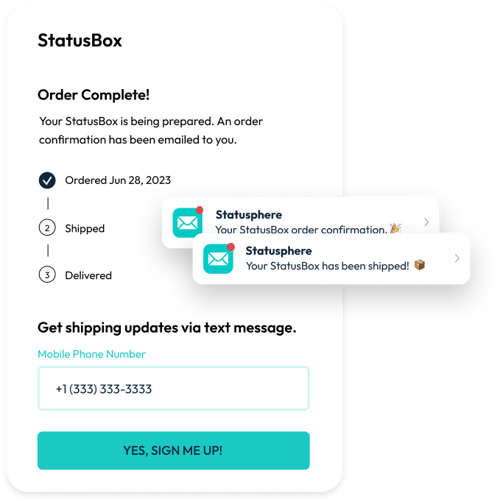 Statusphere shipping notification