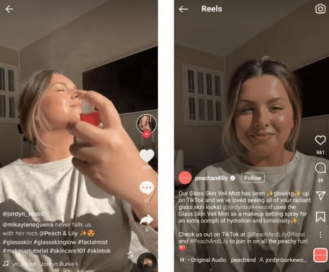 Reels vs tiktok ugc examples