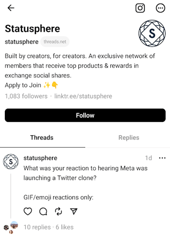 Statusphere instagram threads profile