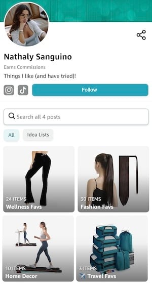 amazon influencer storefront example