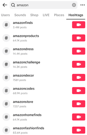 amazon search on tiktok