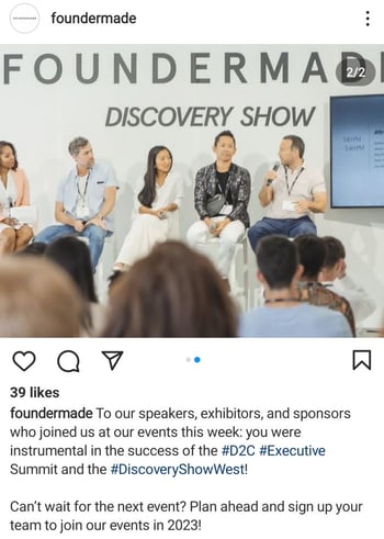 foundermade trade show instagram post