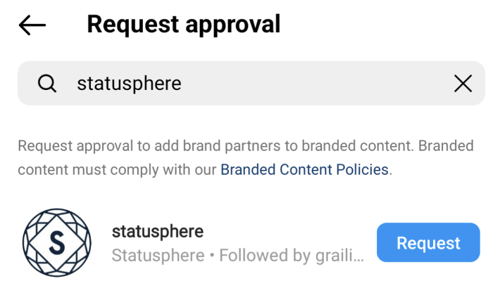 influencer allowlisting permission example on Instagram
