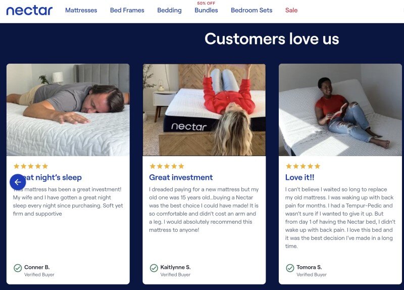 example of written testimonials for nectar sleep