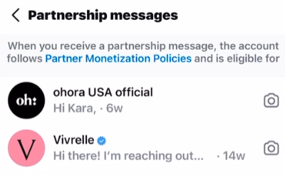 instagram creator marketplace partnership messages