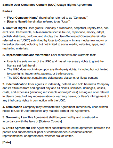 Usage Rights Agreement Example Understanding UGC Usage Rights & How to Request Permission