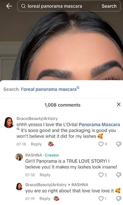 example of positive social media comment on TikTok 