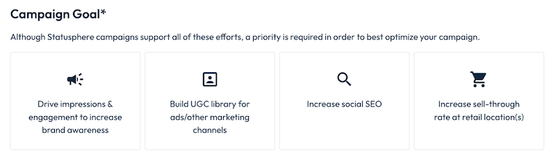 statusphere campaign goal selection in brand portal