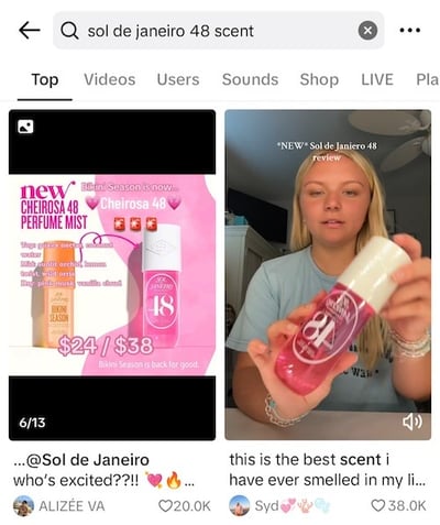 example of tiktok search featuring ugc