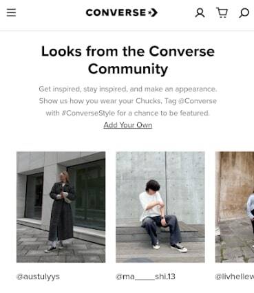 ugc submitted photo form on converse's website