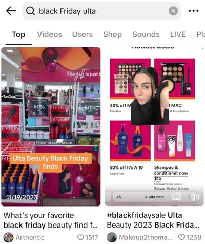 ulta beauty social search example