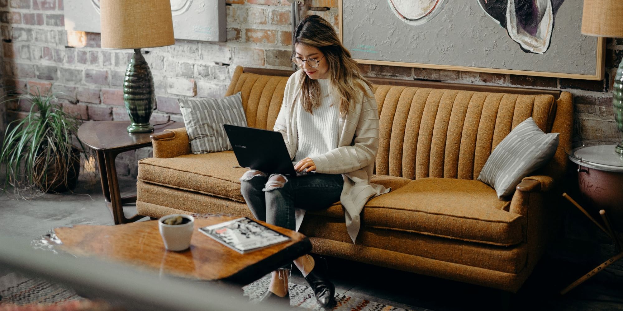 woman browsing on laptop